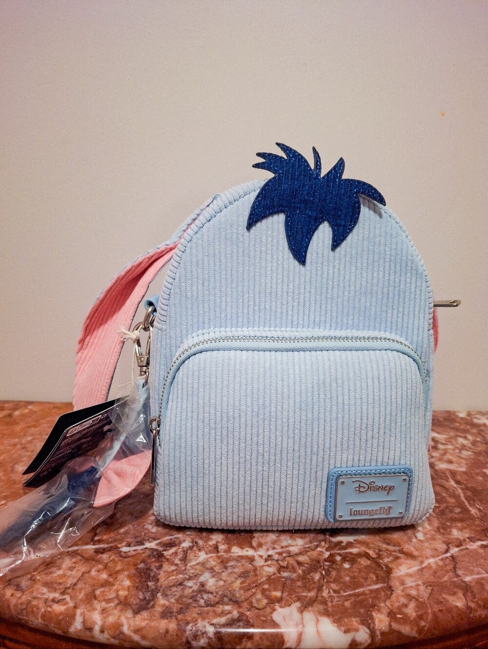 Disney Eeyore Loungefly NWT Blue Corduroy Mini Convertible Backpack/crossbody